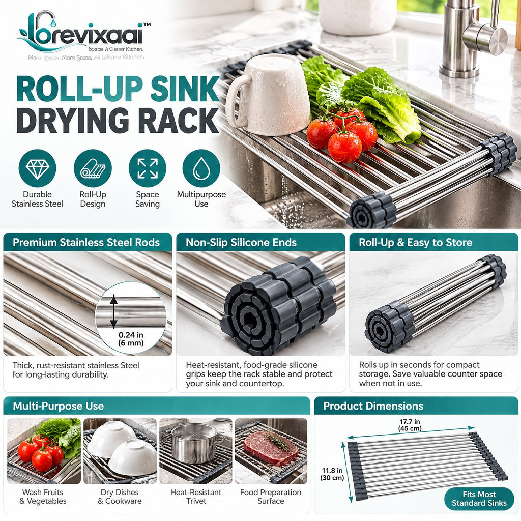 lorevixaai Roll-Up Sink Drying Rack — product image 3