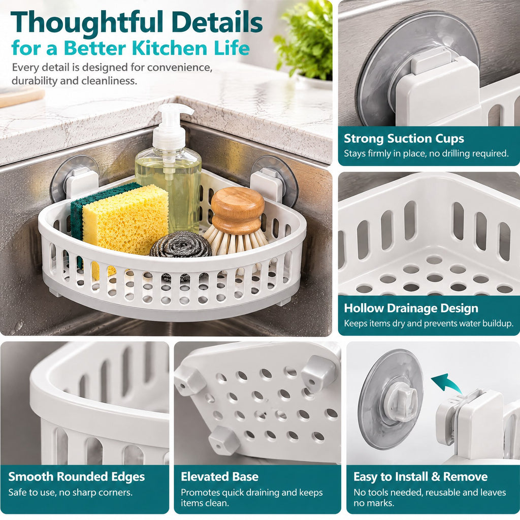 lorevixaai Sink Corner Storage Rack — product image 5