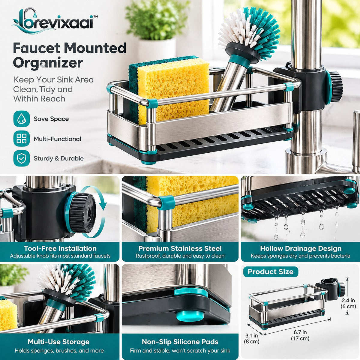 lorevixaai Faucet Mounted Organizer — product image 5