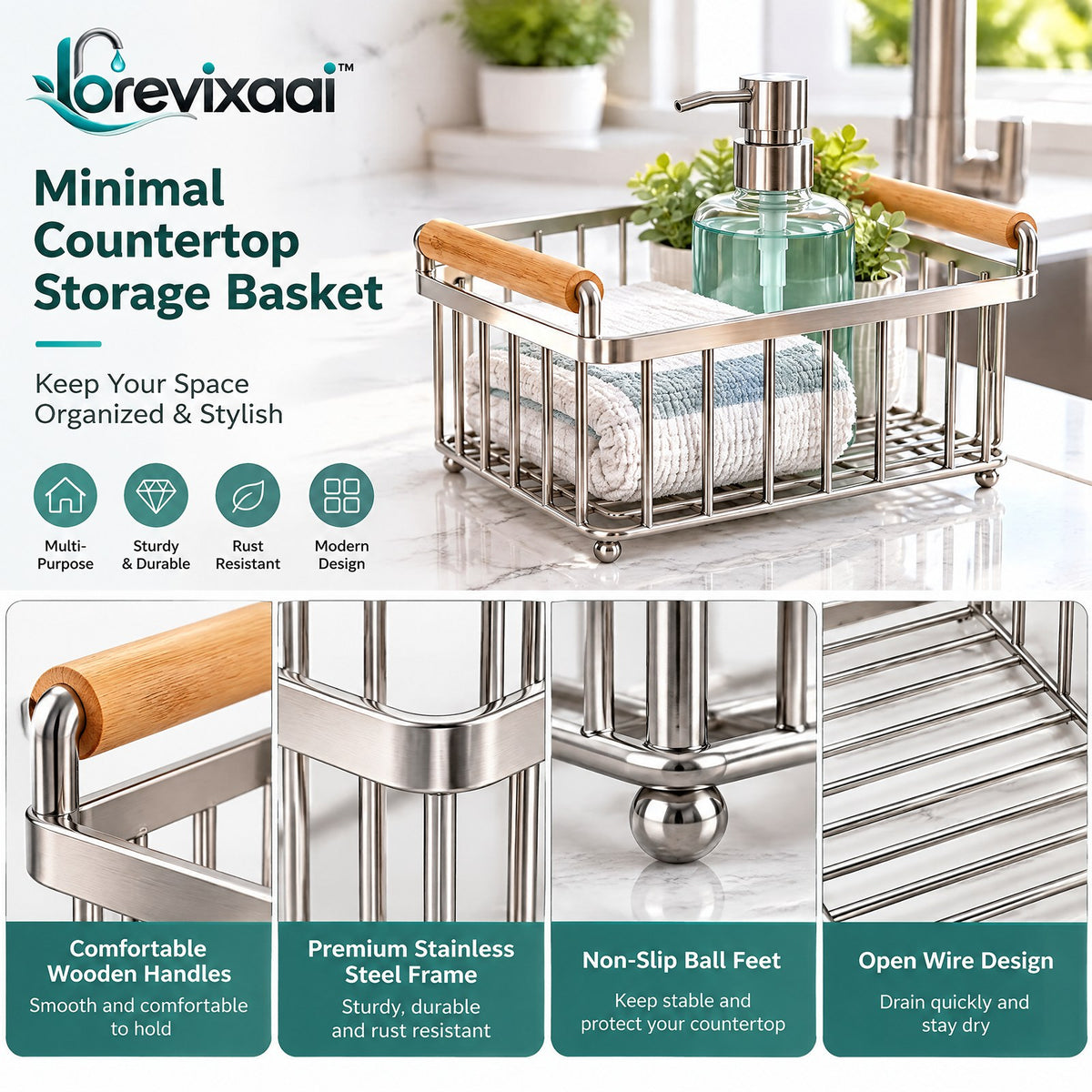 lorevixaai Minimal Countertop Storage Basket — product image 4
